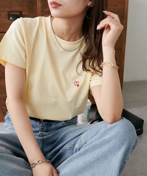 Discoat（ディスコート） tシャツ 半袖 「WEB限定」線抜きハート刺繍
