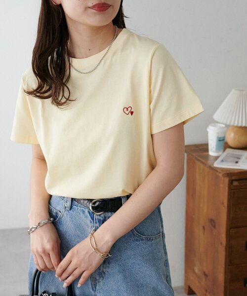 新品未使用タグ付き☆ Discoat テックリネン 半袖シャツ ジャケット Discoat tシャツ 「9色展開」線抜きハート刺繍コンパクト半袖T