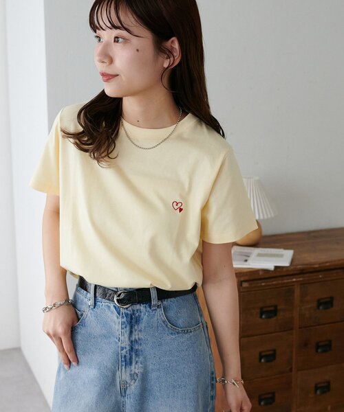 Discoat（ディスコート） tシャツ 「9色展開」線抜きハート刺繍