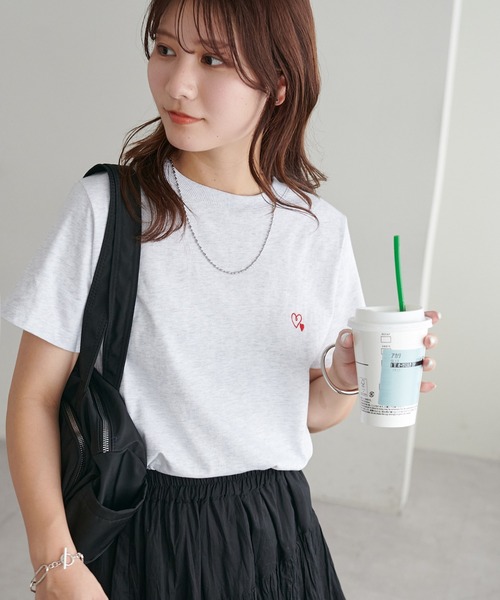 Discoat（ディスコート） tシャツ 半袖 「WEB限定」線抜きハート刺繍