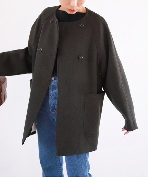 SLOBE IENA（スローブイエナ） ノーカラーコート 36 ブラウン