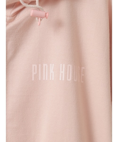 PINK HOUSE フード付きパーカー✨️ PINK HOUSE パーカー ロゴプリントフード付きカーディガン