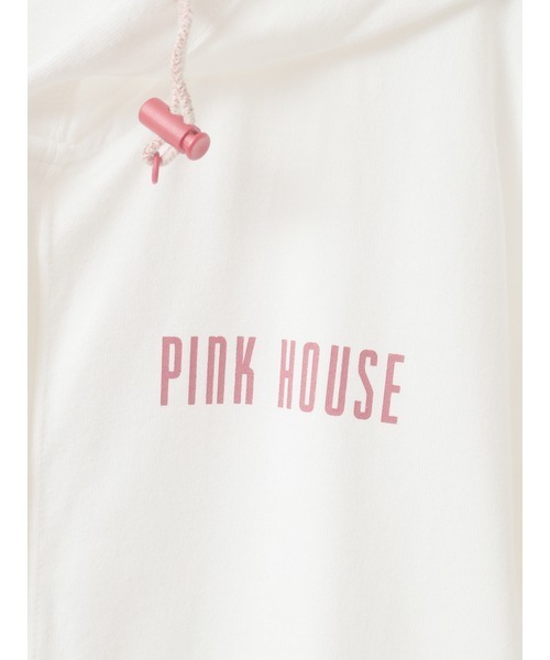 PINK HOUSE フード付きパーカー✨️ PINK HOUSE パーカー ロゴプリントフード付きカーディガン