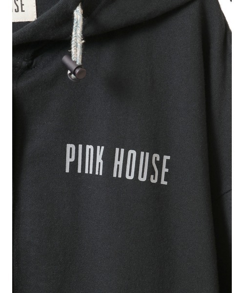 PINK HOUSE フード付きパーカー✨️ PINK HOUSE パーカー ロゴプリントフード付きカーディガン