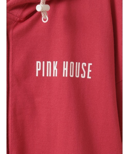 PINK HOUSE パーカー ロゴプリントフード付きカーディガン