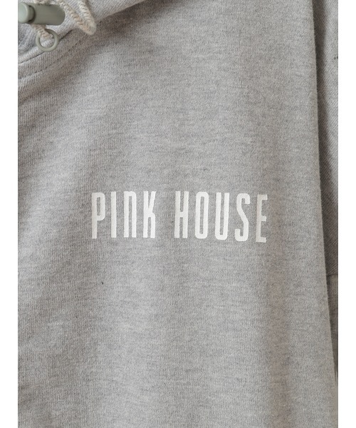 PINK HOUSE フード付きパーカー✨️ PINK HOUSE パーカー ロゴプリントフード付きカーディガン