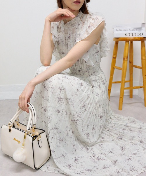 pumpkin port（パンプキンポート） ワンピース シフォン花柄フリル袖