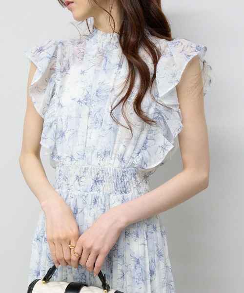 pumpkin port（パンプキンポート） ワンピース シフォン花柄フリル袖