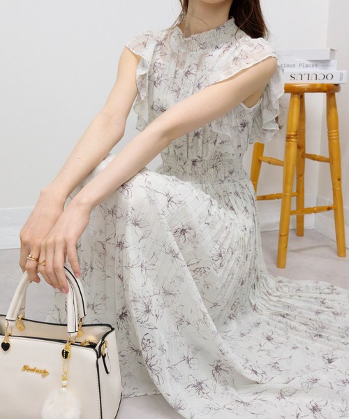 pumpkin port（パンプキンポート） ワンピース シフォン花柄フリル袖