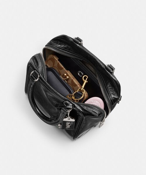 【極美品】コーチ 2way ローグ 20 ハンドバッグ グラブタンレザー 黒 COACH ショルダーバッグ バッグ キューブ ローグ 20 レディース