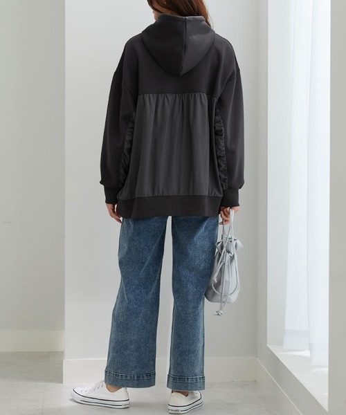 BELLUNA PLUS（ベルーナプラス） tシャツ フード付き異素材切替細見え