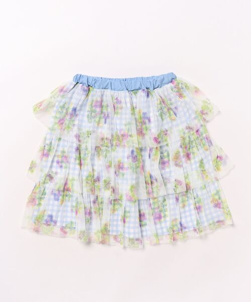 HAKKA KIDS - スコート 「お坊っちゃん大きさ」フラワーメッシュプリントフリルスカート キッズ 小わっぱ服 うしろ帯 スカート-ベビー、キッズ、マタニティ