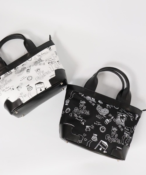【新品未使用】Picone Club ミニトートバッグ / カートバッグ Picone CLUB（ピッコーネクラブ） ゴルフ モノトーン総柄カートバッグ