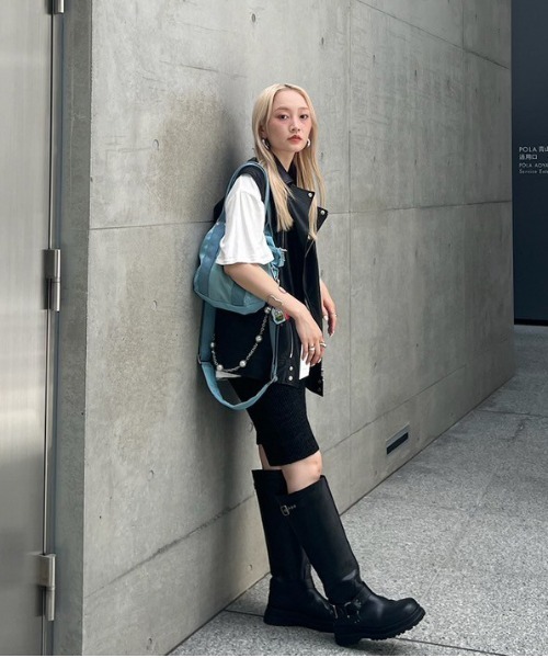 Ameri（アメリ） ハーフパンツ パンツ 短パン WAIST LOGO KNIT BIKER