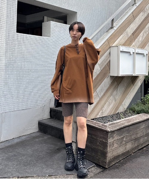 Ameri（アメリ） ハーフパンツ パンツ 短パン WAIST LOGO KNIT BIKER