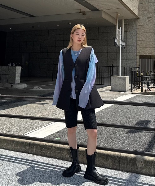 Ameri（アメリ） ハーフパンツ パンツ 短パン WAIST LOGO KNIT BIKER