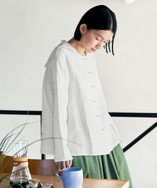 「Sunny clouds」 長袖ブラウス 3L ホワイト レディース_画像2