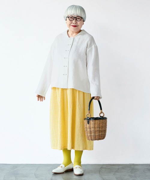 「Sunny clouds」 長袖ブラウス 3L ホワイト レディース_画像6