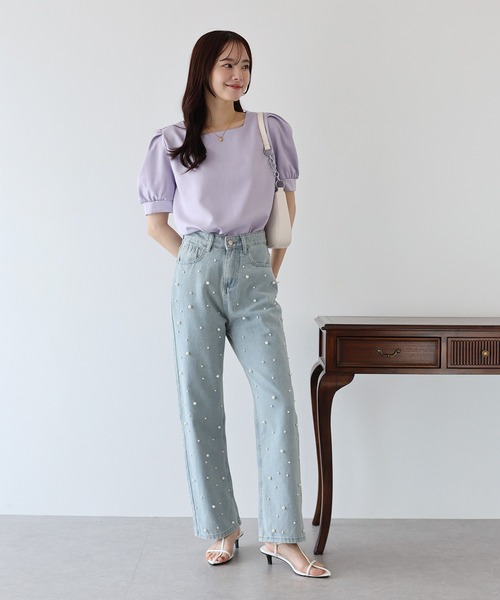 「BLUEEAST」 半袖ブラウス MEDIUM ベージュ レディース_画像9