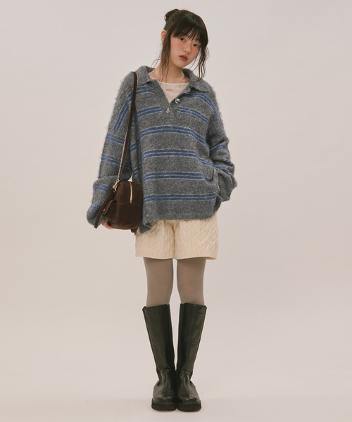 loin nuit パンツ cable knit short pants / ケーブルニットショート