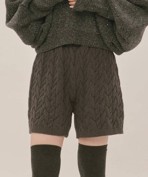 loin nuit パンツ cable knit short pants / ケーブルニットショート