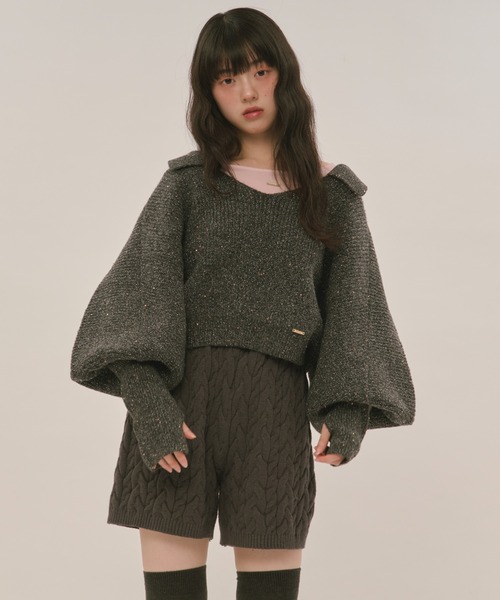 loin nuit パンツ cable knit short pants / ケーブルニットショート