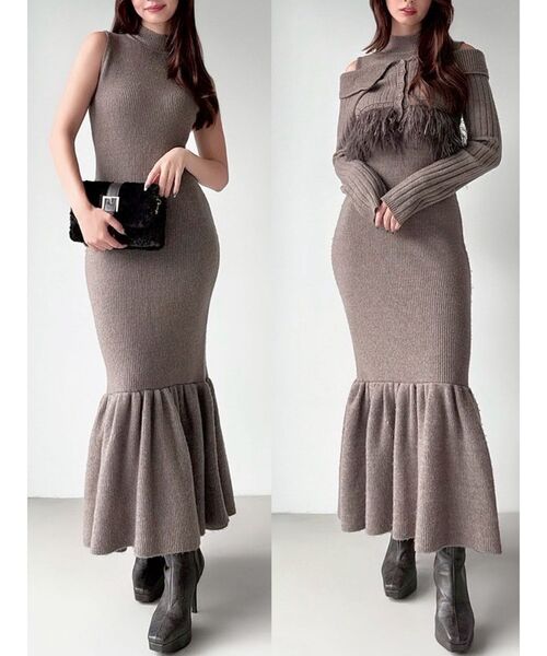 RESEXXY（リゼクシー） ワンピース フェザーヘムレイヤードニット