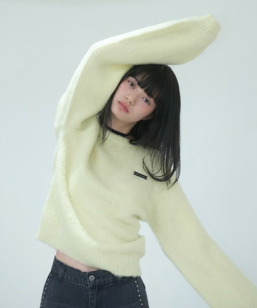 【新品未使用】Smyeon Name plate shaggy knit Smyeon ニット セーター Name plate shaggy knit/ネームプレート付き