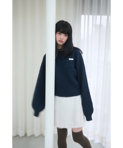 Smyeon ニット セーター Name plate shaggy knit/ネームプレート付き