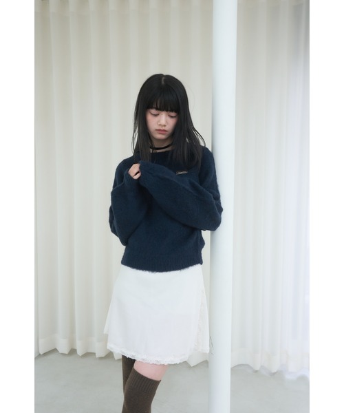【新品未使用】Smyeon Name plate shaggy knit Smyeon ニット セーター Name plate shaggy knit/ネームプレート付き
