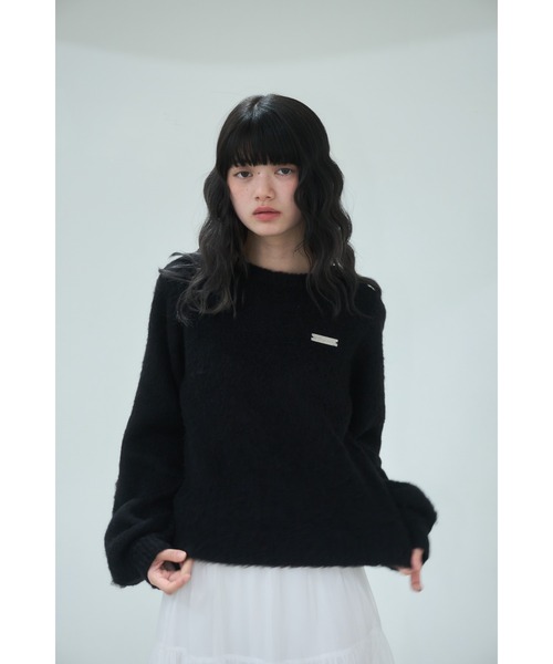 【新品未使用】Smyeon Name plate shaggy knit セール】Name plate shaggy knit/ネームプレート付きシャギーニット