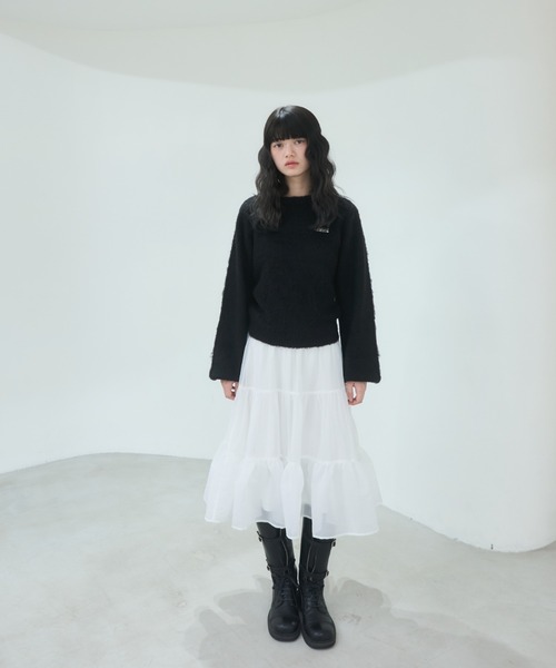 Smyeon ニット セーター Name plate shaggy knit/ネームプレート付き