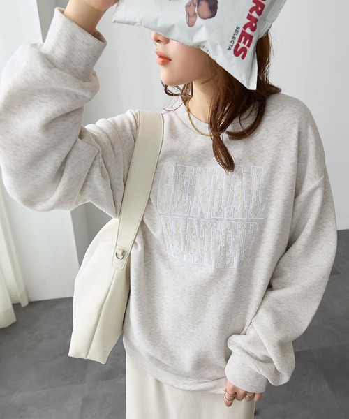 トレーナー スウェット レースロゴ刺繍スウェット レディース