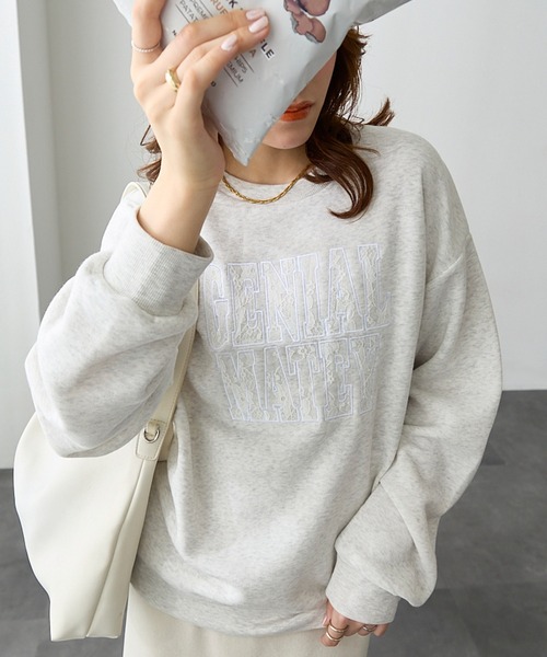 トレーナー スウェット レースロゴ刺繍スウェット レディース