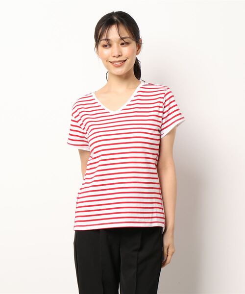 「Q」 半袖Tシャツ MEDIUM レッド系その他 レディース_画像4