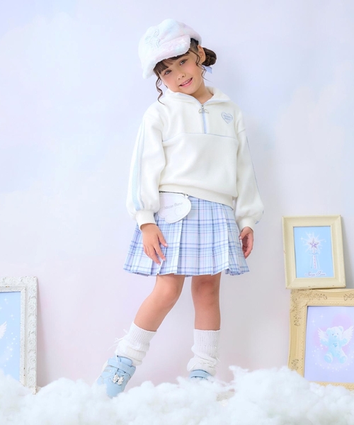 mezzo piano トレーナー ラメパイピング ハーフZIPプルオーバー キッズ