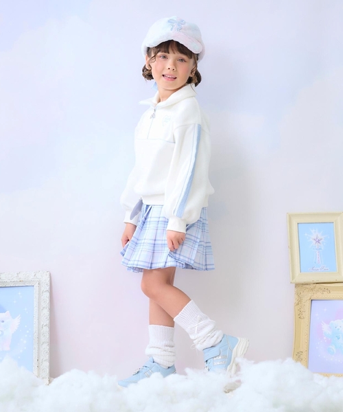 mezzo piano トレーナー ラメパイピング ハーフZIPプルオーバー キッズ