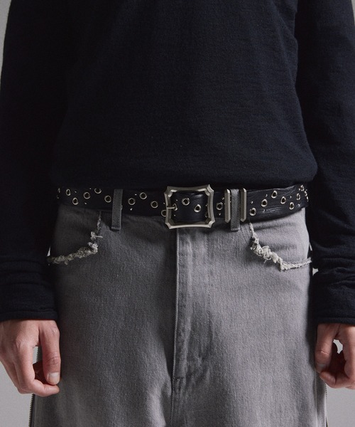 GRANCY ベルト 「GRANCY」スタッズデザインレザーベルト / Studded