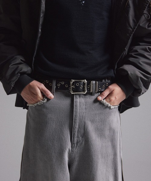 GRANCY ベルト 「GRANCY」スタッズデザインレザーベルト / Studded