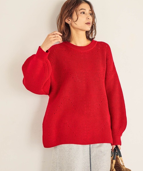 ニット 赤 studio CLIP（スタディオクリップ） ニット セーター 7ゲージふわかる