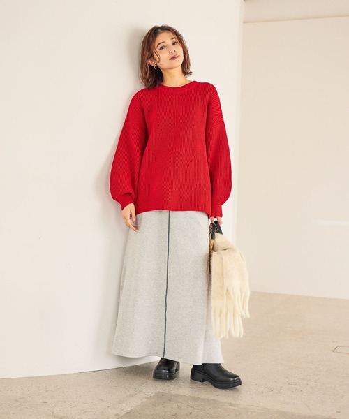 studio CLIP ニット セーター 7ゲージふわかる畦編みニット レディース