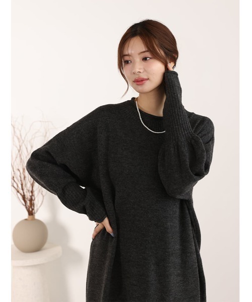 みみ様フレームワーク✨シルク　カシミヤ混　ニットロングワンピース　ブラック　　F 23区｜【洗える】カシミヤブレンド タートルネック ニットワンピース