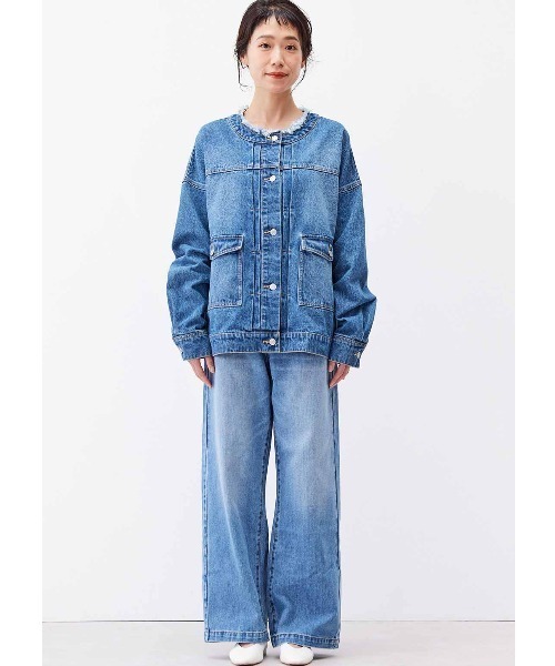 「Live in comfort」 デニムジャケット LARGE ブルー レディース_画像4