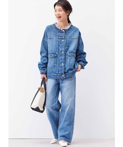 「Live in comfort」 デニムジャケット LARGE ブルー レディース_画像5