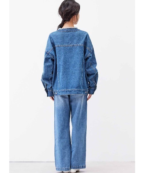 「Live in comfort」 デニムジャケット LARGE ブルー レディース_画像7