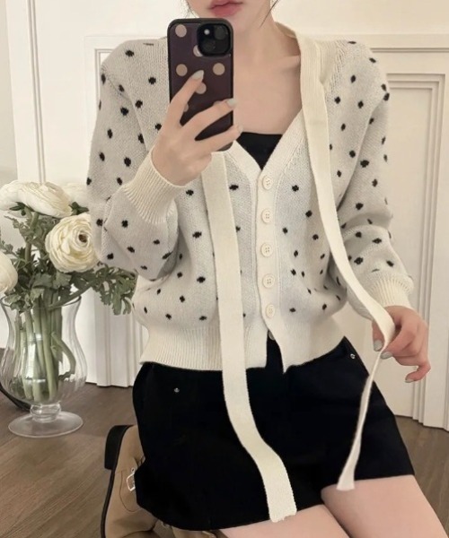 カーディガン ドットリボンカーディガン レディース : ZOZOTOWN Yahoo