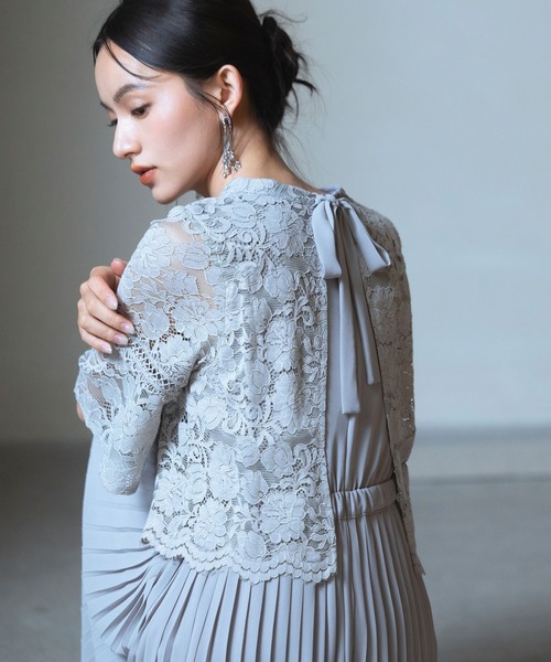 「DRESS PLUS」 半袖ワンピース L ブルーグレー レディース_画像7