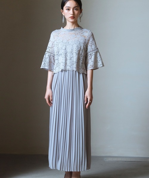 「DRESS PLUS」 半袖ワンピース L ブルーグレー レディース_画像8