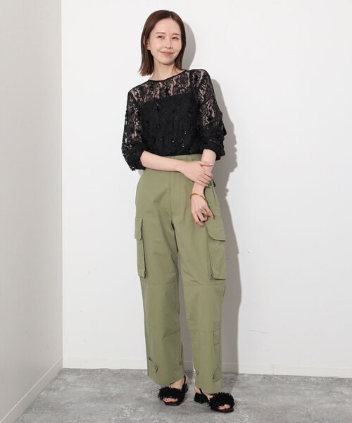 「SLOBE IENA」 カーゴパンツ 36 ネイビー レディース_画像9