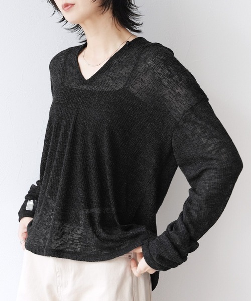 Yeoun tシャツ シアーワッフルフードロンT レディース : ZOZOTOWN